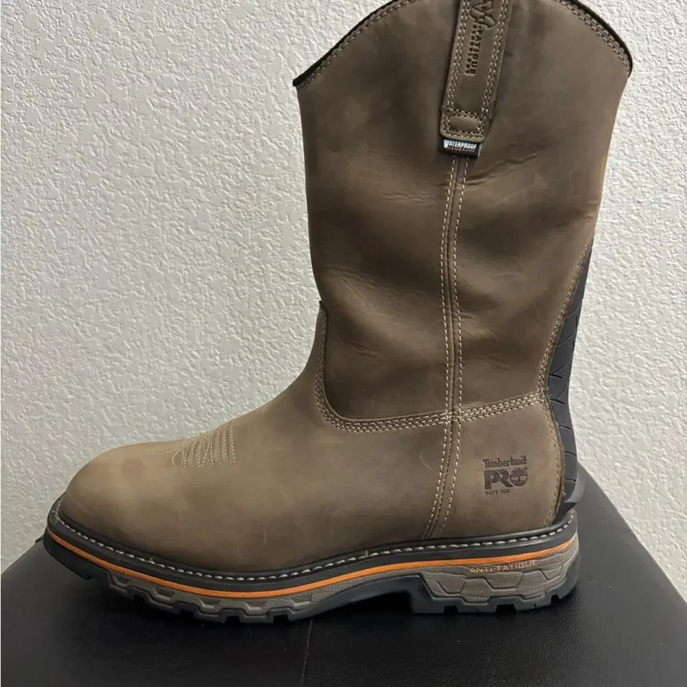 Timberland Pro Men’s Tan Western Style Waterproof Work Boots Size 10.5